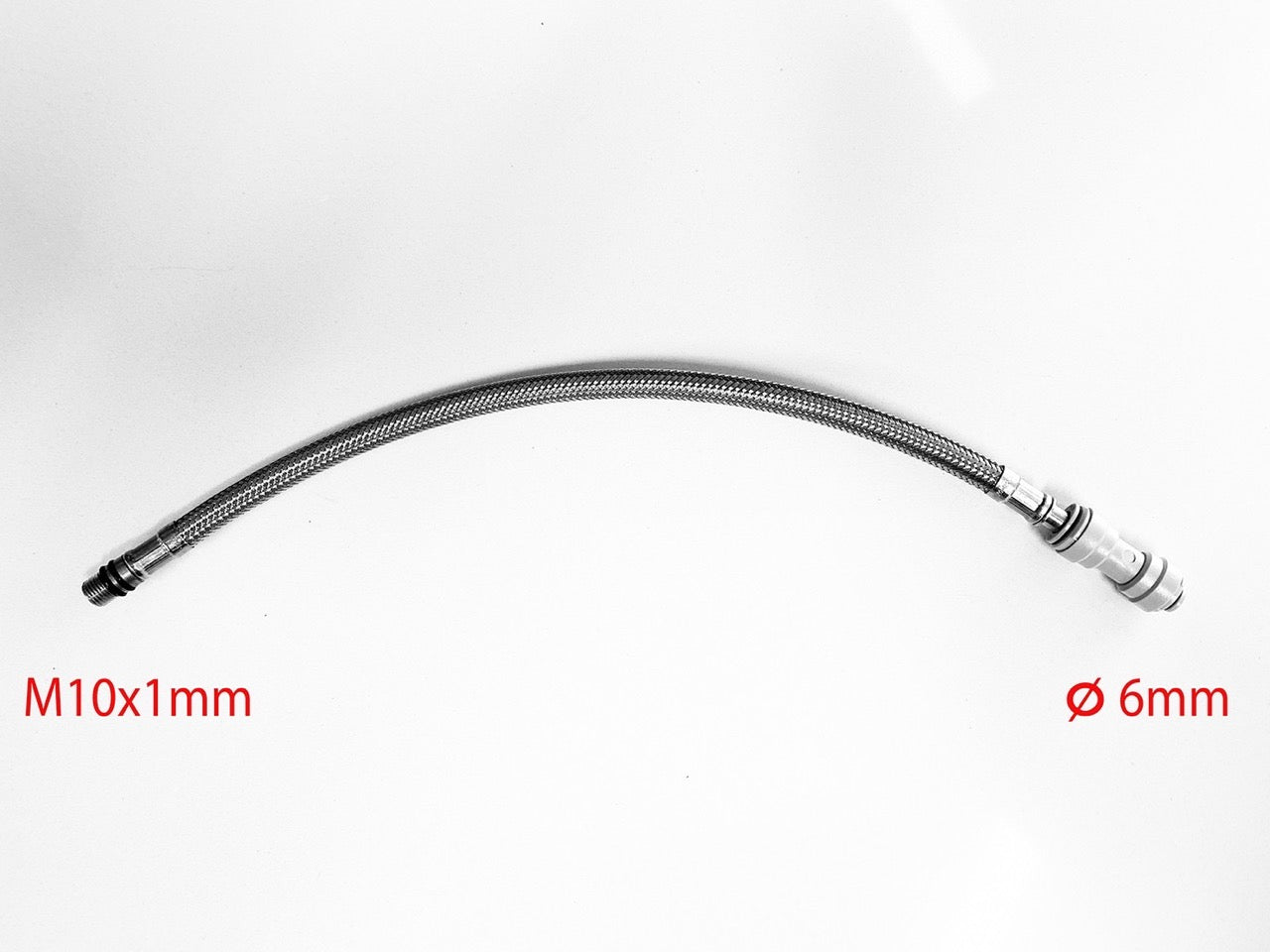 Flexible tube, 35 cm long, with M10x1 thread and 6mm plug connection