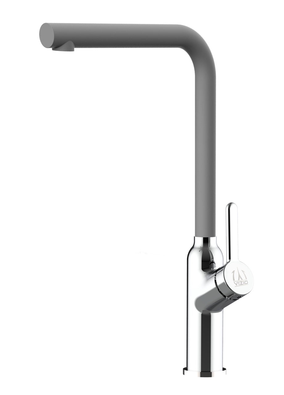 Kitchen Tap, Single lever, BOD, with 360° swivel L-Spout, Chrome / Gray Quartz