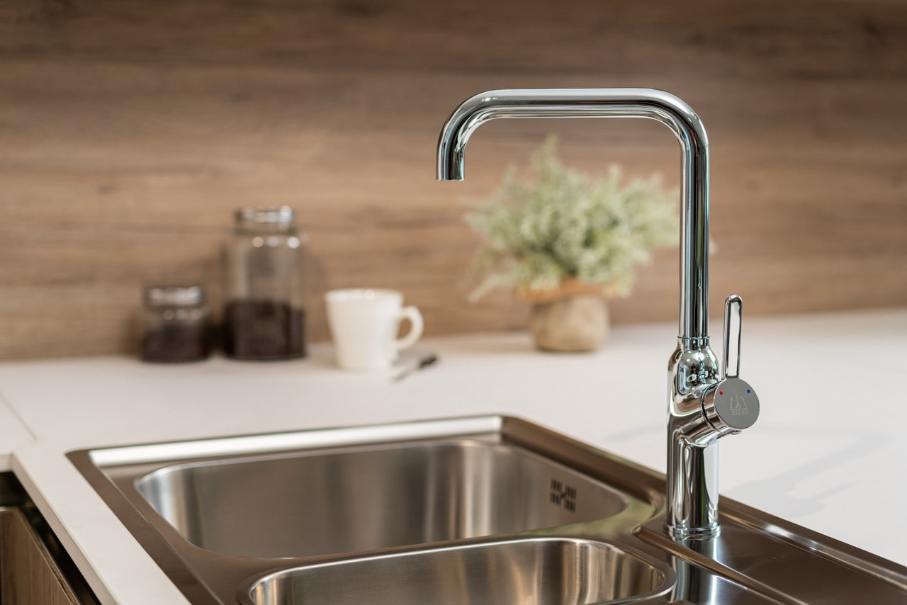 Rubinetto cucina monocomando, BOD, canna a N girevole a 360°, Cromato