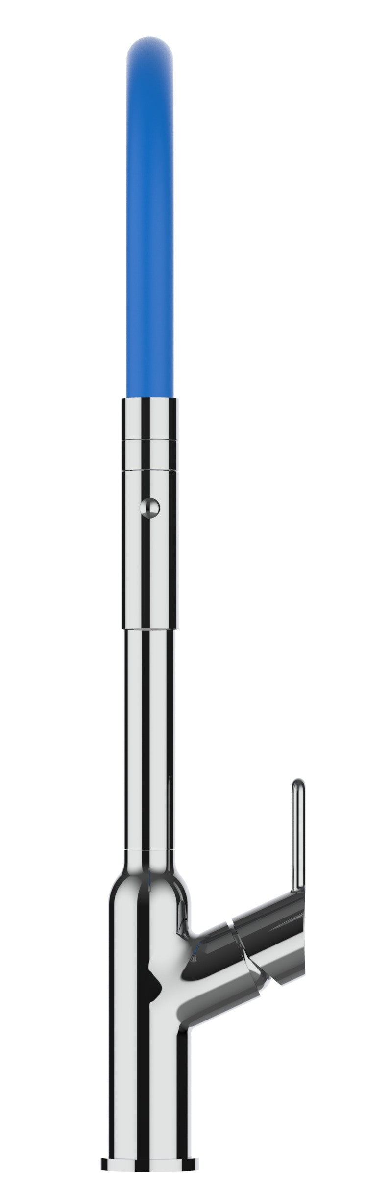 Mitigeur De Cuisine, Monocommande, BOD, avec bec pivotant 360° et douchette 2-jets détachable, Chromé / Bleu