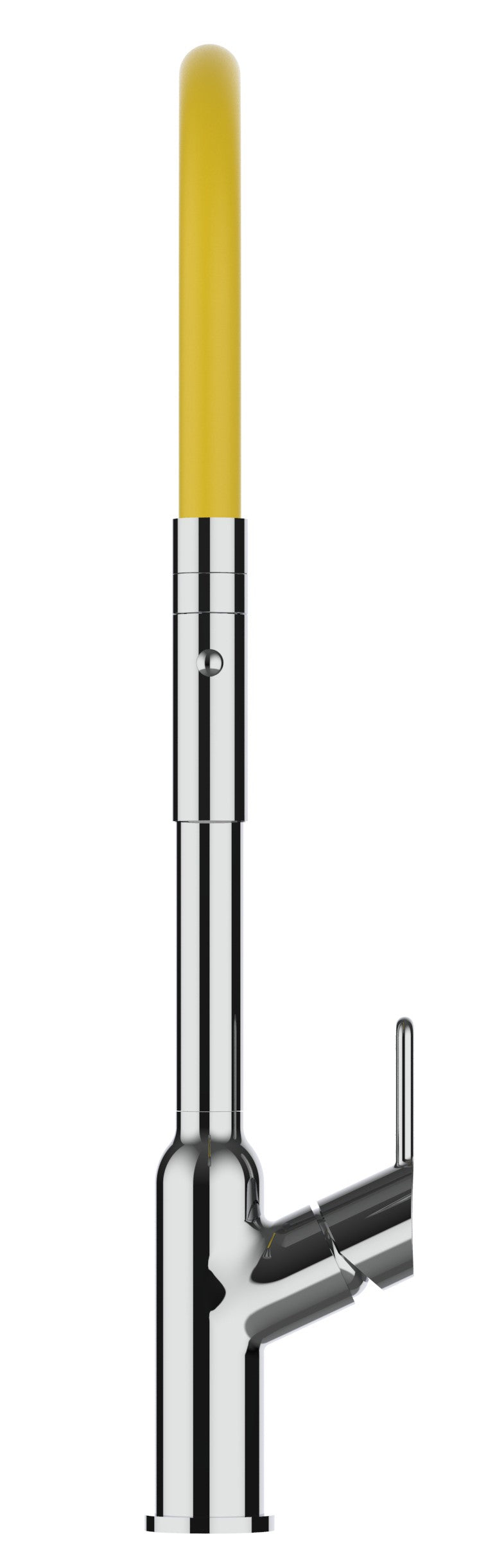 Mitigeur De Cuisine, Monocommande, BOD, avec bec pivotant 360° et douchette 2-jets détachable, Chromé / Jaune