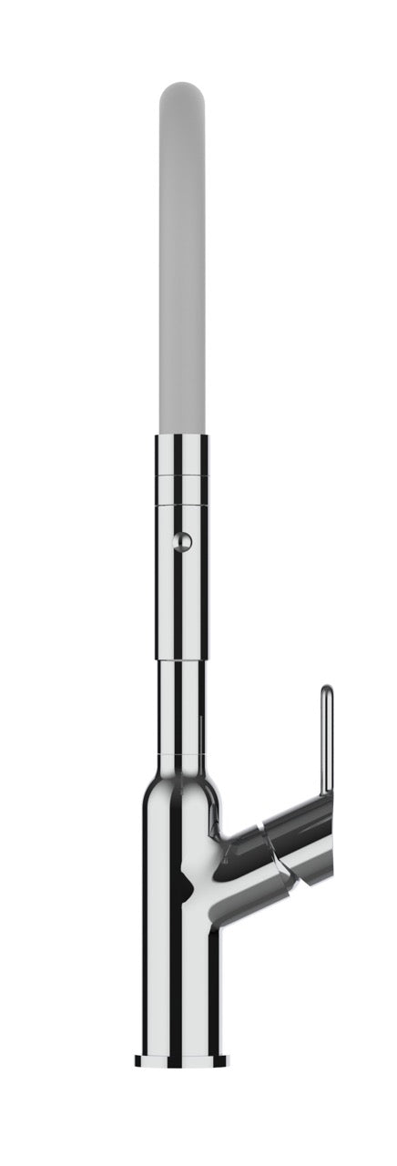 Rubinetto cucina monocomando, BOD, canna girevole 360° e doccetta 2 getti movibile, Cromato / Grigio