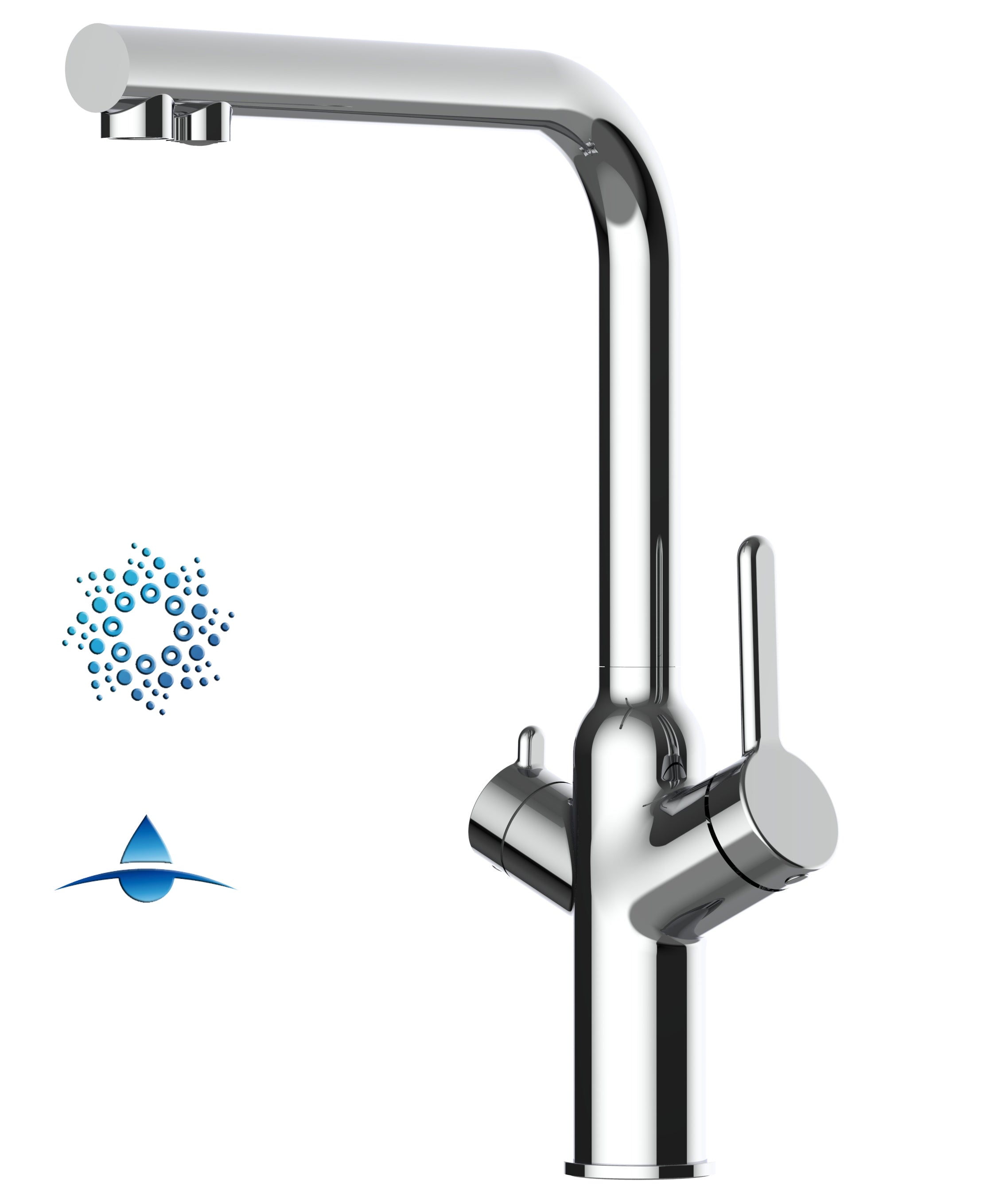 4 Way Kitchen Filter Tap, BOD, with 360° Swivel L-Spout, Chrome