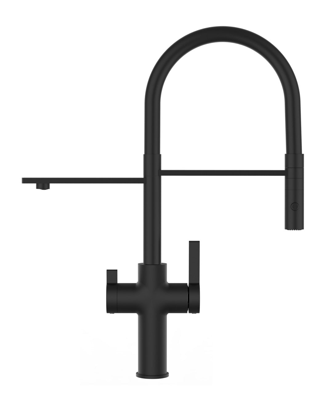 4 Way Kitchen Filter Tap, FC, with 360° swivel spout and 2-jets removable Spray, Matte Black