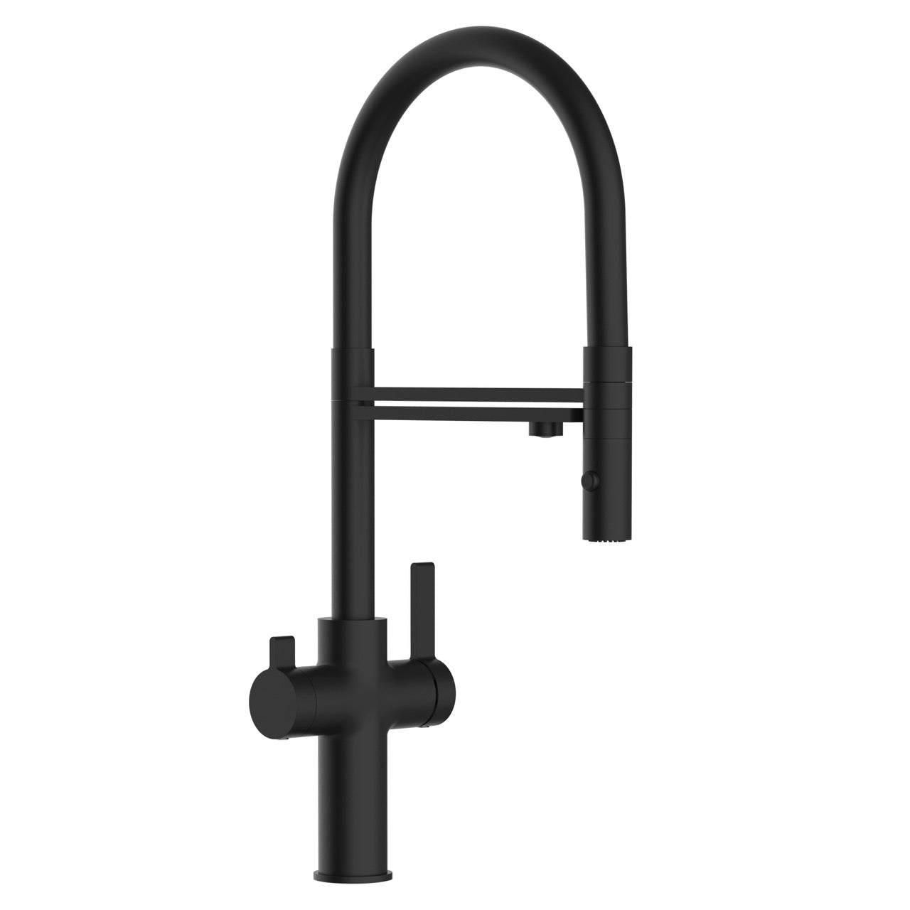 3 Way Kitchen Filter Tap, FC, with 360° swivel spout and 2-jets removable Spray, Matte Black