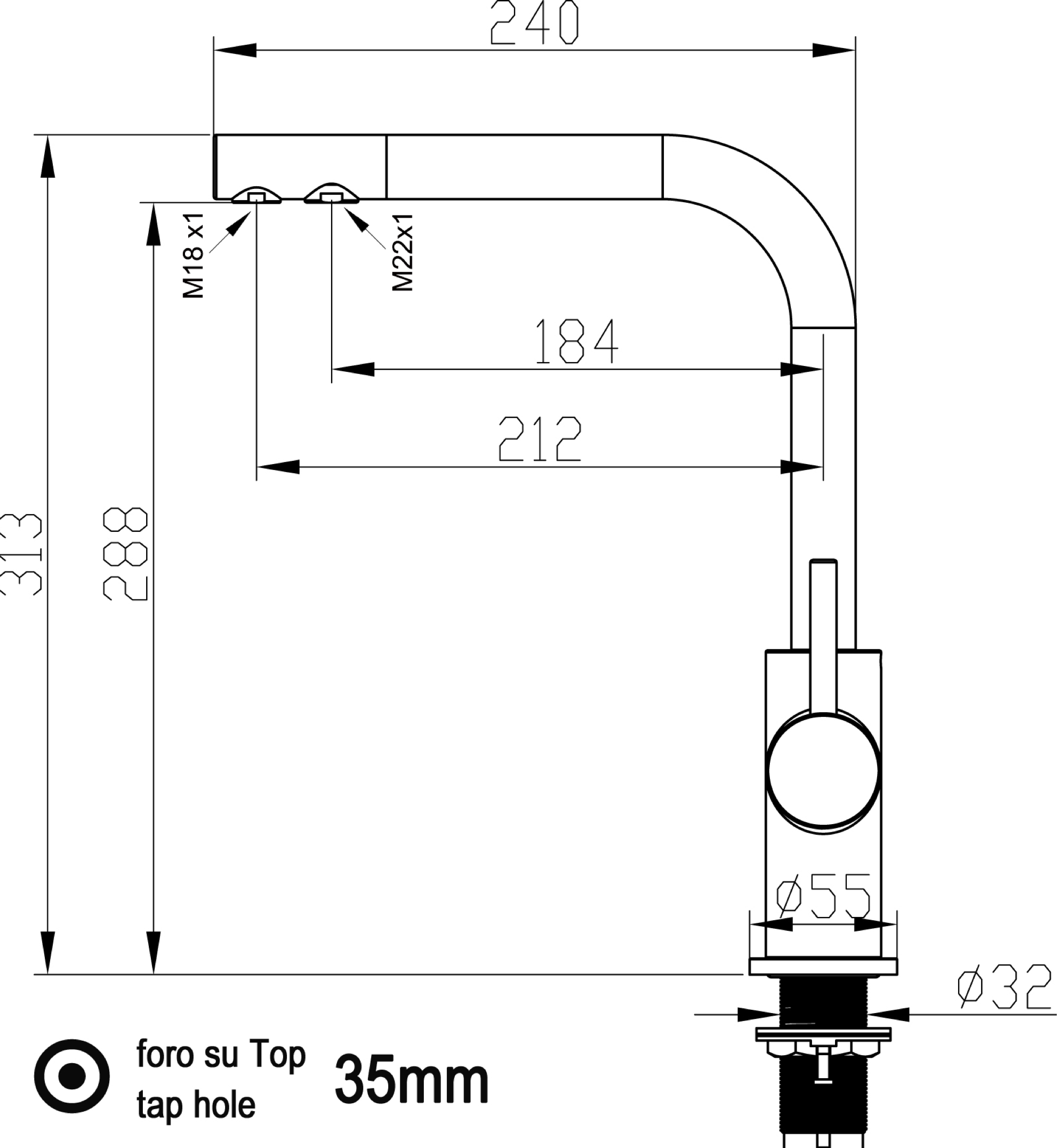 KIT 3 Way Kitchen Filter Tap, FL, with 360° Swivel L-Spout, Chrome + Activated Carbon Water Filter System