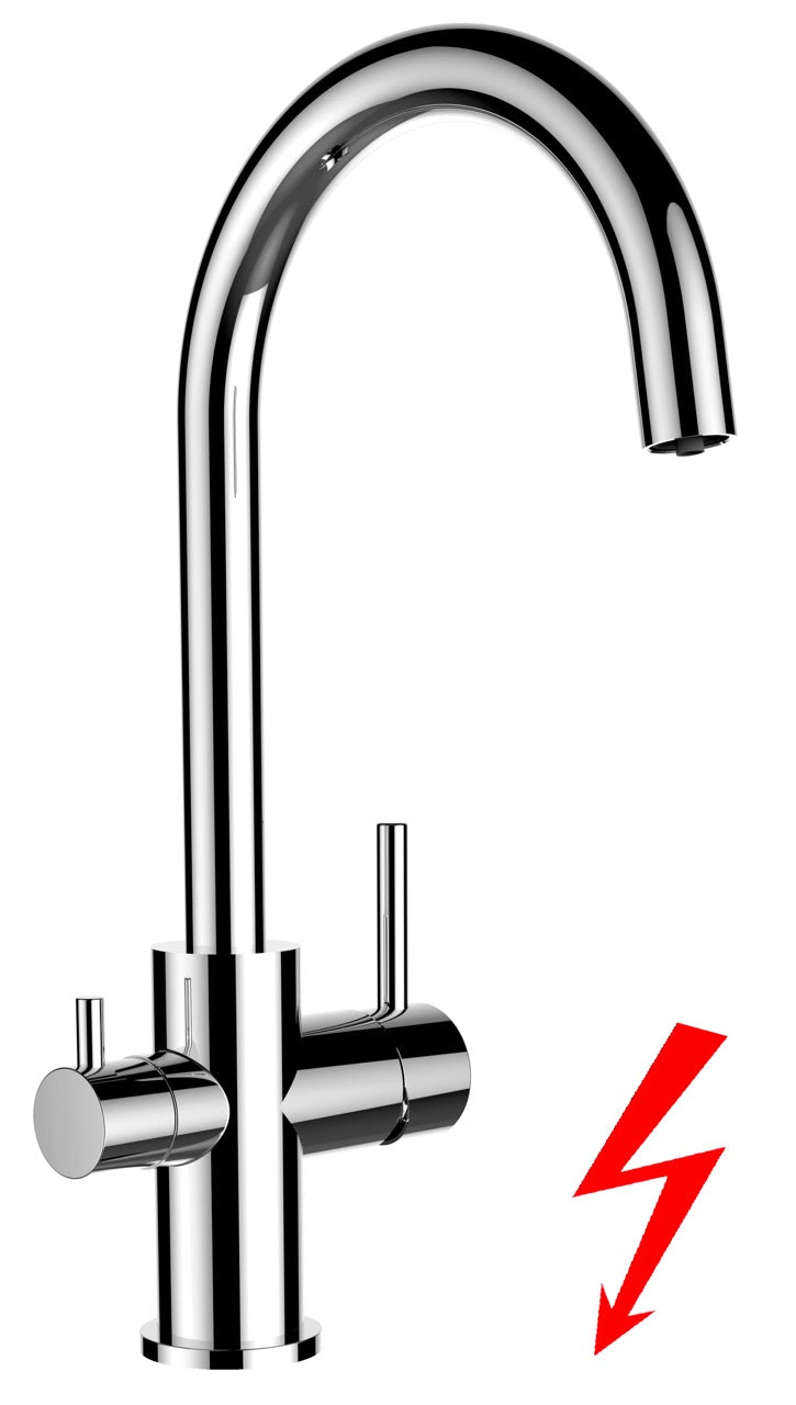 NIEDERDRUCK 3 Wege Wasserhahn Küchenarmatur, FL, mit 360° schwenkbarem U-Auslauf