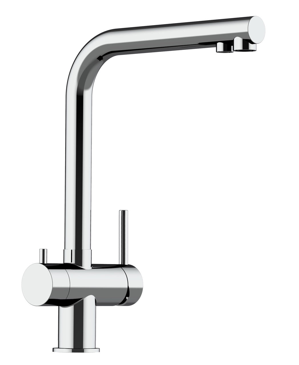 4 Way Kitchen Filter Tap in Solid STAINLESS STEEL, with 360° Swivel L-Spout, Polished