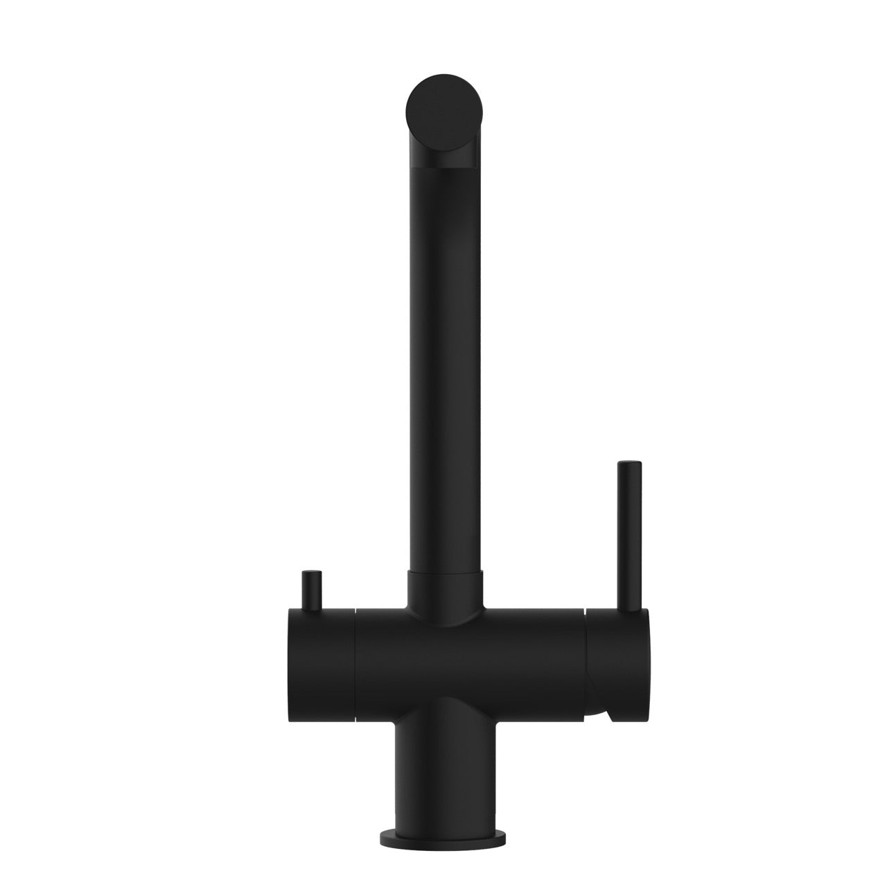 KIT 3 Way Kitchen Filter Tap in Solid STAINLESS STEEL, with 360° Swivel L-Spout, Matt Black PVD + Wertach ULTRAFLAT Reverse Osmosis Filter System