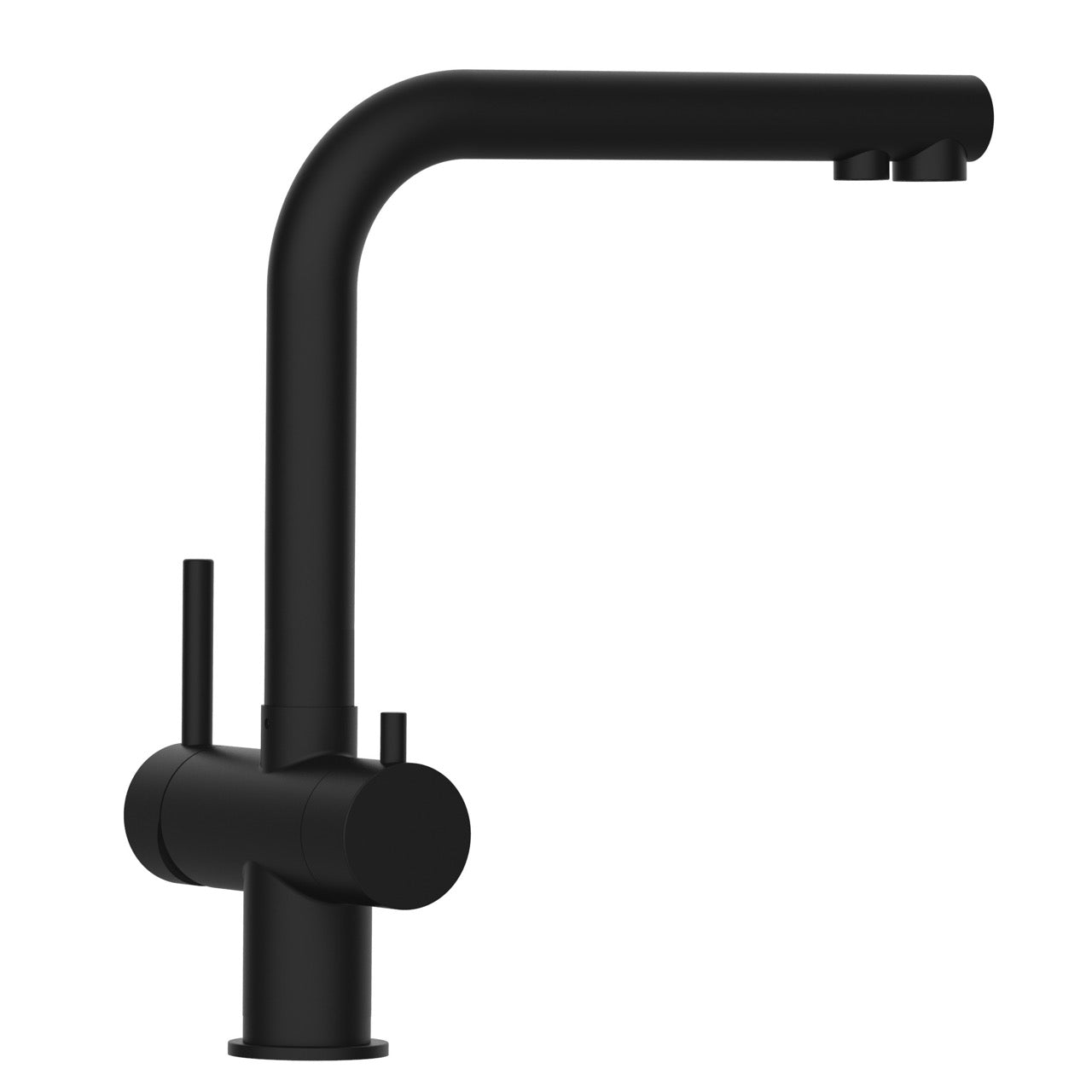 KIT 3 Way Kitchen Filter Tap in Solid STAINLESS STEEL, with 360° Swivel L-Spout, Matt Black PVD + Wertach ULTRAFLAT Reverse Osmosis Filter System