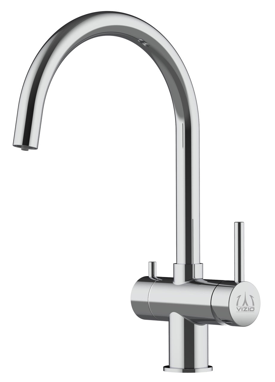 3 Way Kitchen Filter Tap in Solid STAINLESS STEEL, with 360° Swivel U-Spout, Polished