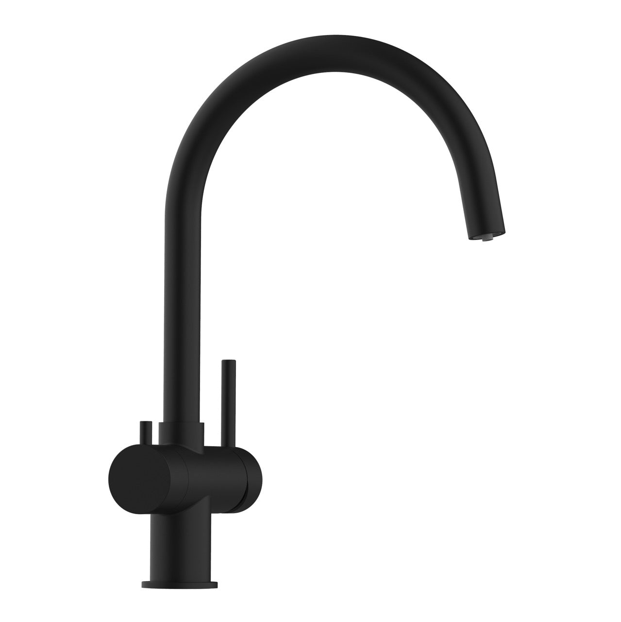 Robinet de cuisine à 3 voies avec filtre, en acier inoxydable massif, bec en U pivotant à 360°, revêtement PVD noir mat