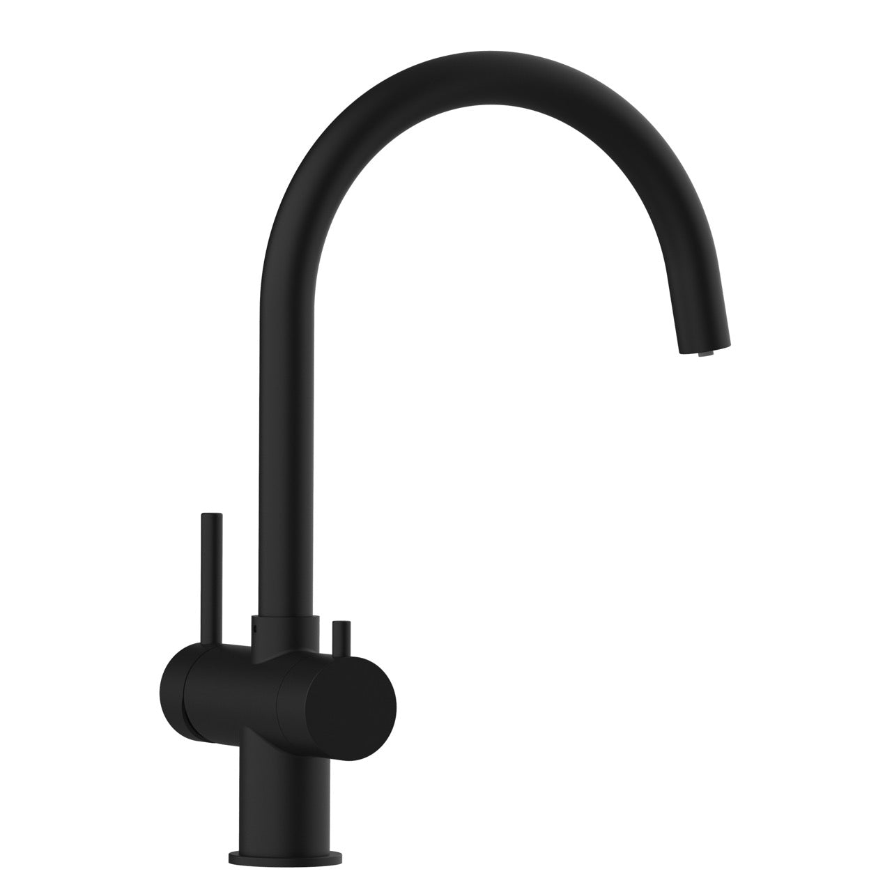 Robinet de cuisine à 3 voies avec filtre, en acier inoxydable massif, bec en U pivotant à 360°, revêtement PVD noir mat