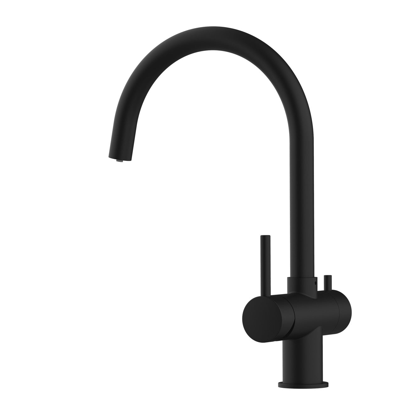 Robinet de cuisine à 3 voies avec filtre, en acier inoxydable massif, bec en U pivotant à 360°, revêtement PVD noir mat