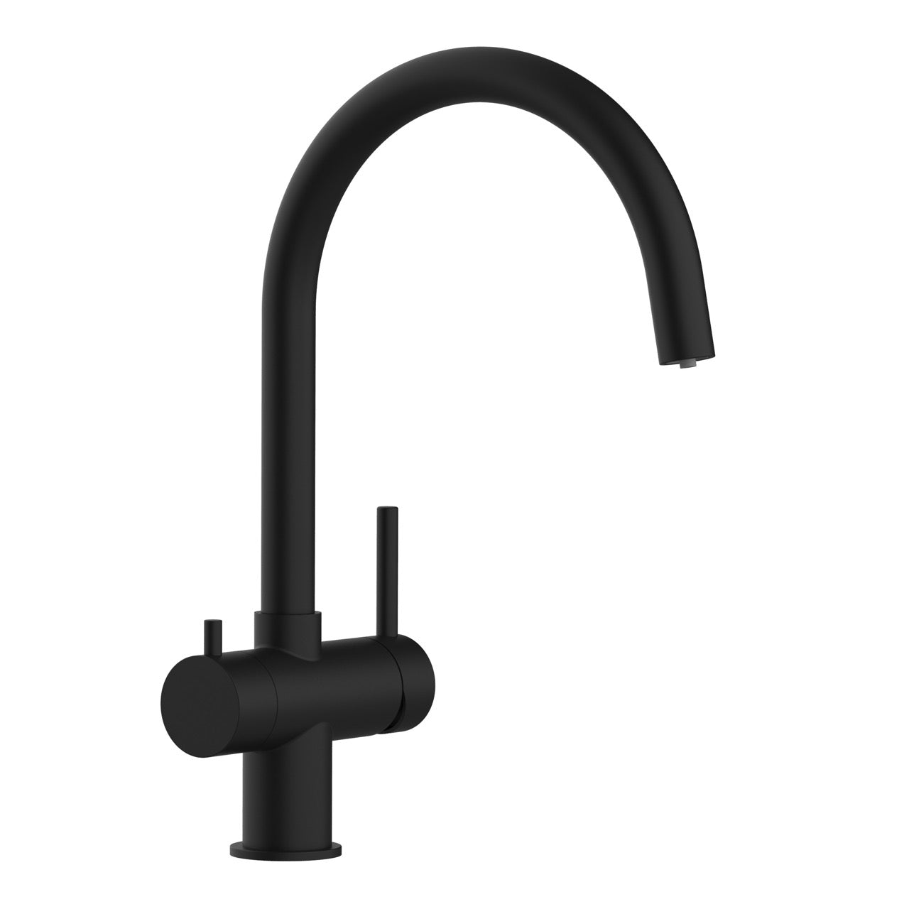 3 Way Kitchen Filter Tap in Solid STAINLESS STEEL, with 360° Swivel U-Spout, Matt Black PVD