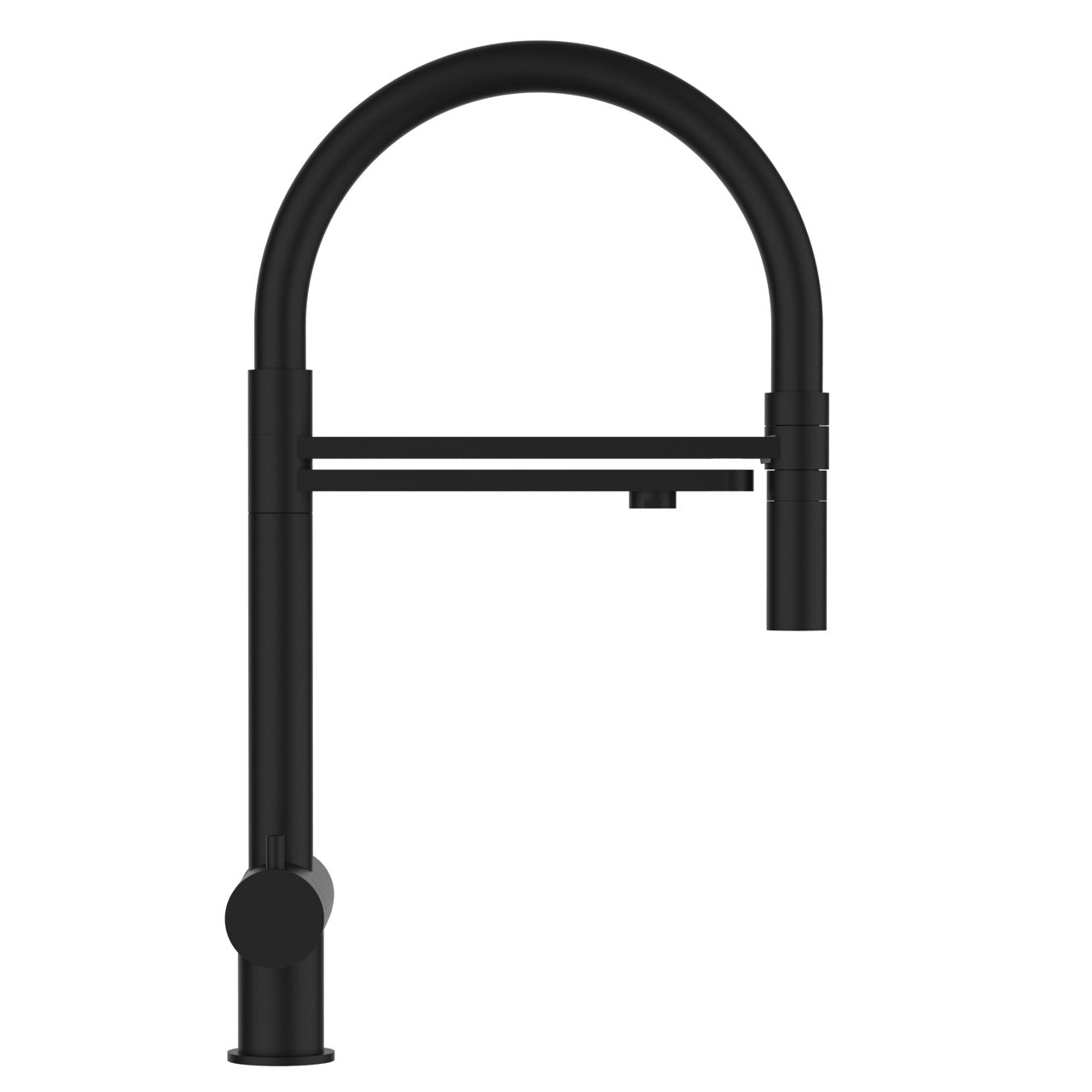 3 Way Kitchen Filter Tap in Solid STAINLESS STEEL, with 360° swivel spout and 2-jets removable Spray, Matt Black PVD - Short version 45CM
