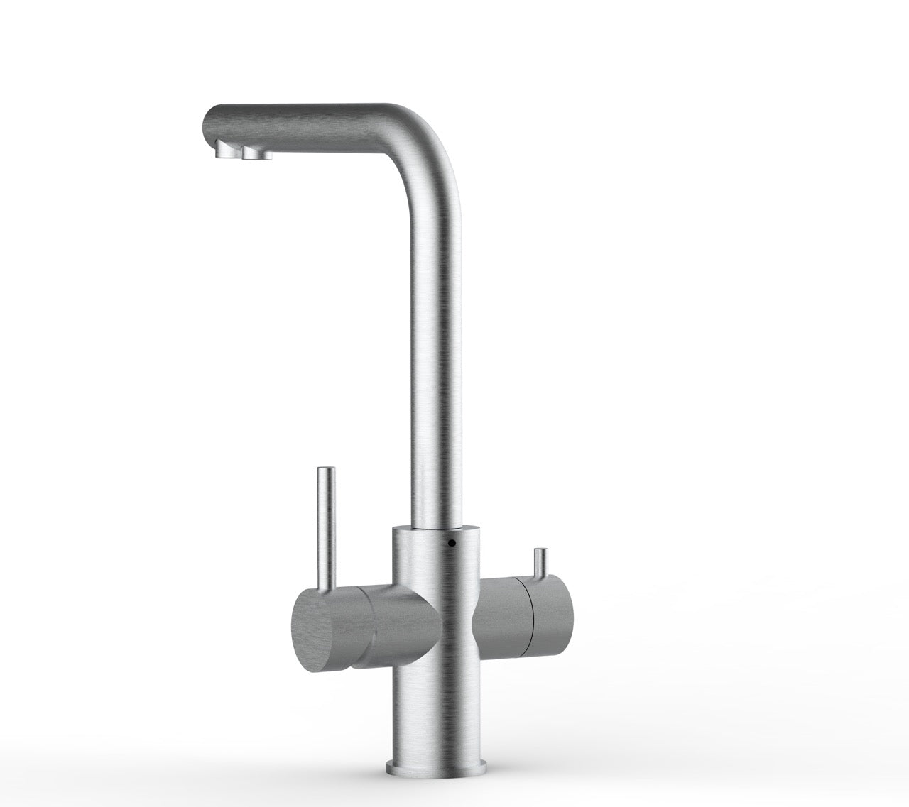 5 Way Kitchen Filter Tap in Solid STAINLESS STEEL, with 360° Swivel L-Spout, Brushed