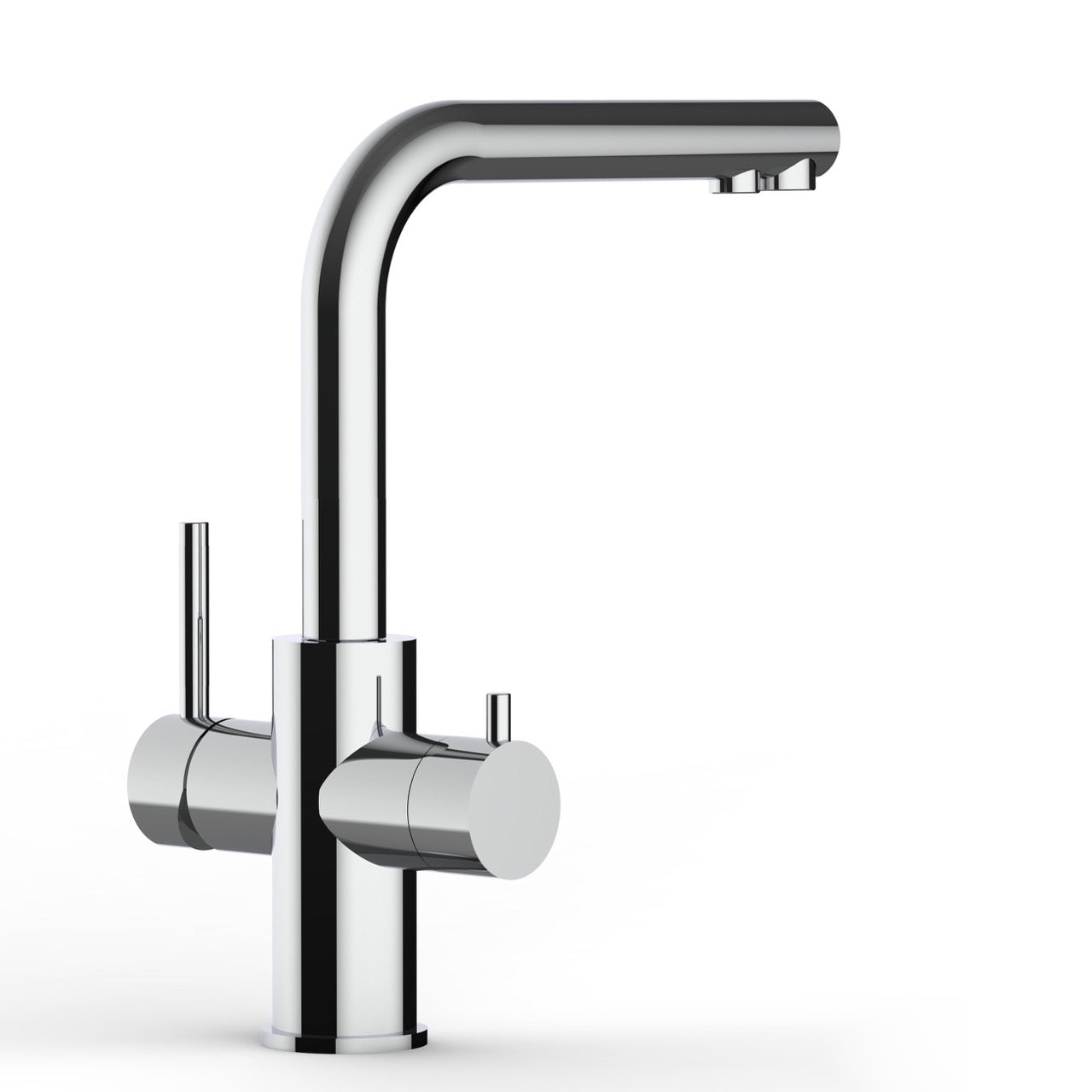 5 Way Kitchen Filter Tap in Solid STAINLESS STEEL, with 360° Swivel L-Spout, Polished - Short Version