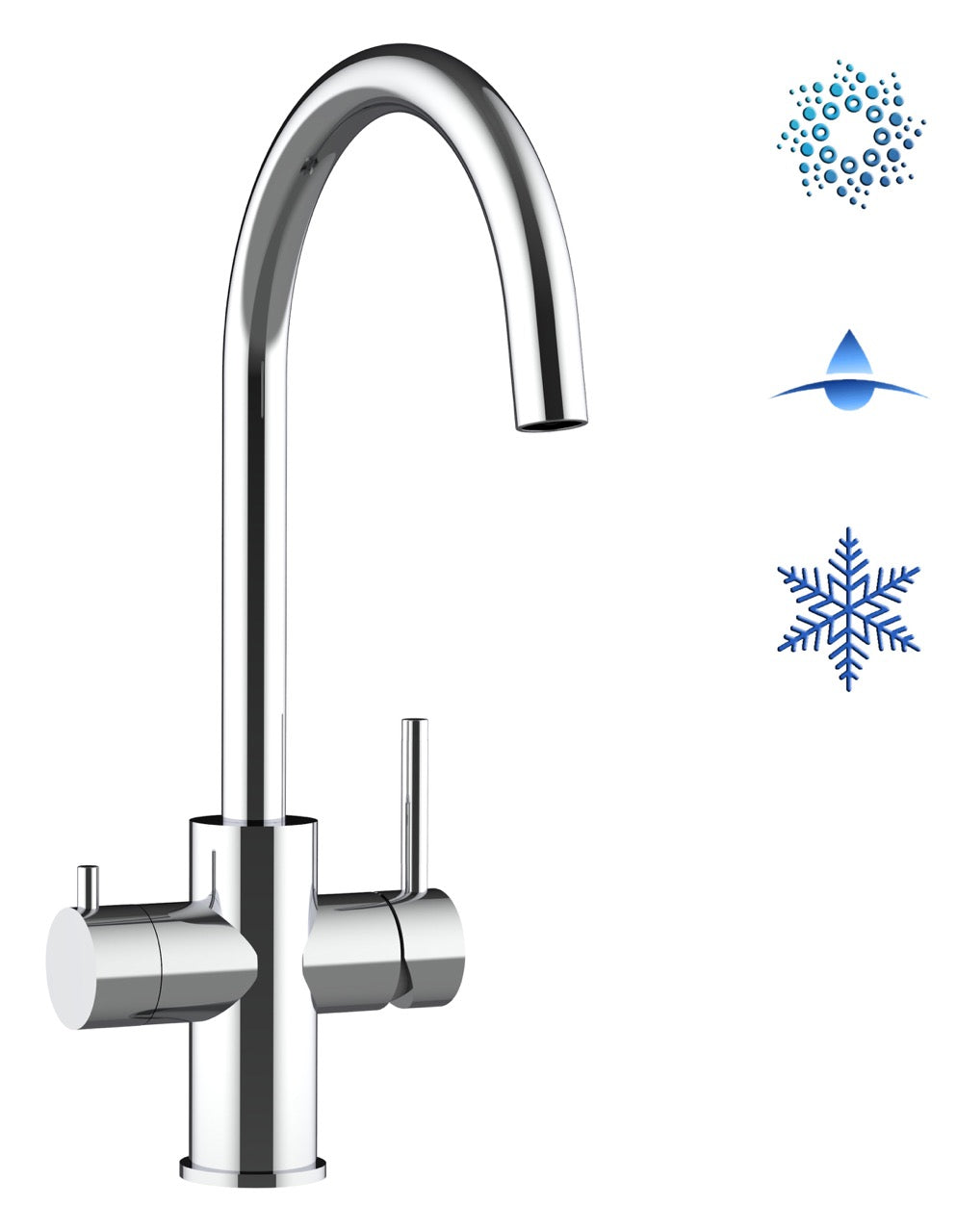 5 Way Kitchen Filter Tap in Solid STAINLESS STEEL, with 360° Swivel U-Spout, Polished