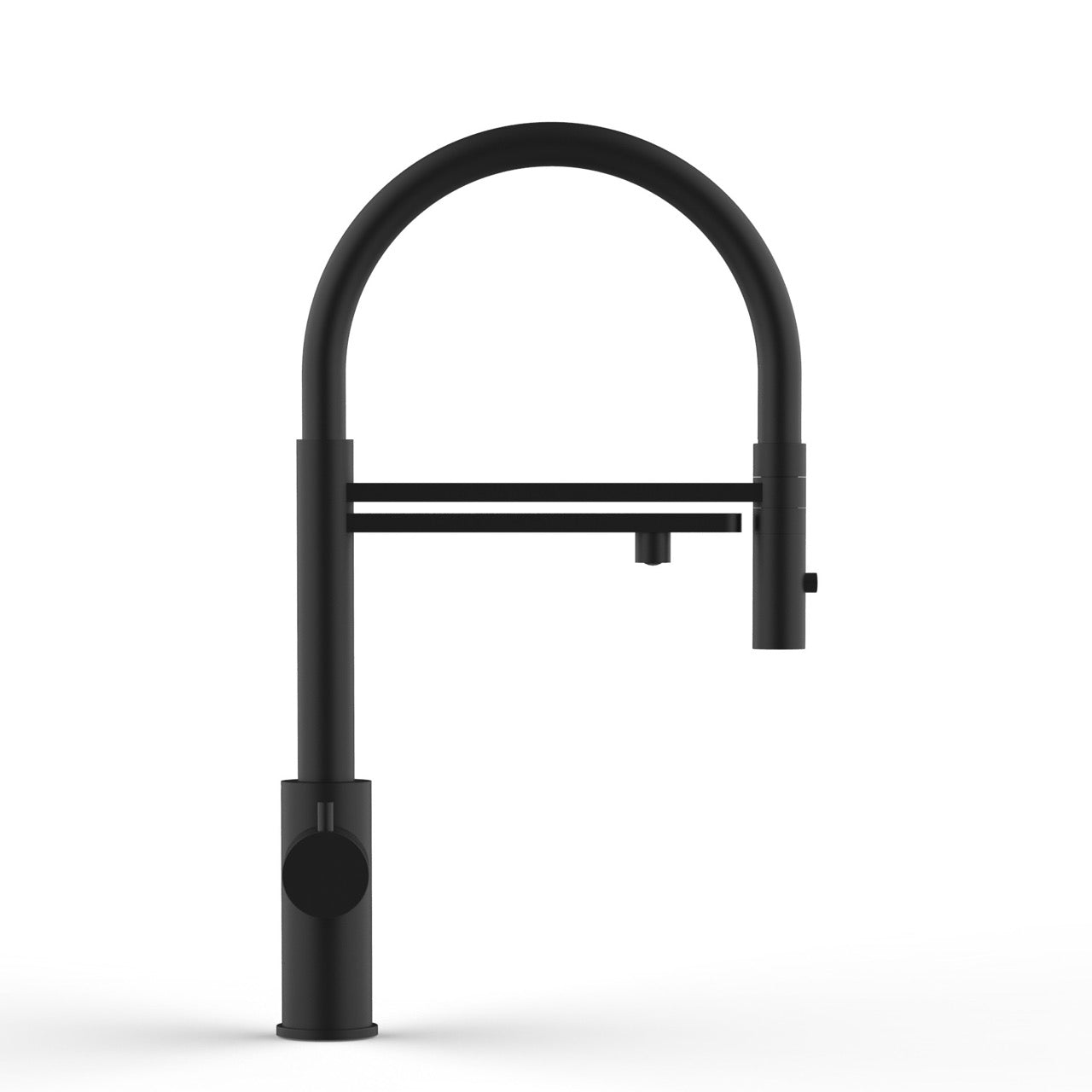 5 Way Kitchen Filter Tap in Solid STAINLESS STEEL, with 360° swivel spout and 2-jets removable Spray, Matt Black PVD - Short version 47CM