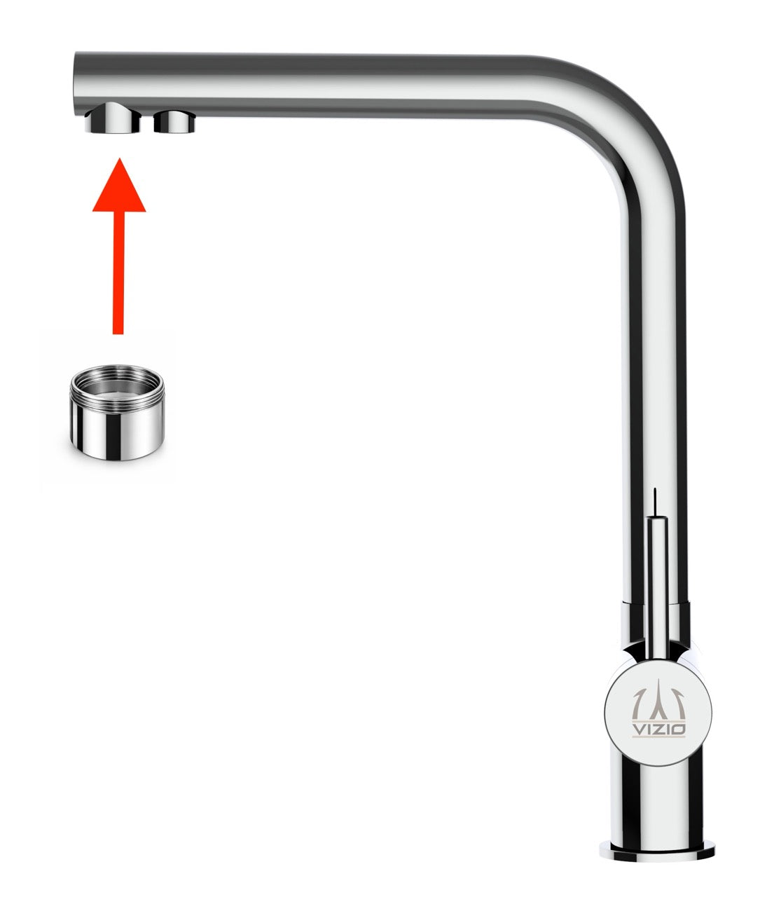 Aerator shell (Hot/Cold water), Polished Stainless Steel, for VIZIO Kitchen Taps art. VZFX011100 / VZFX011200 / VZFX211100 / VZFX211200 / VZFX511100 / VZFX511200