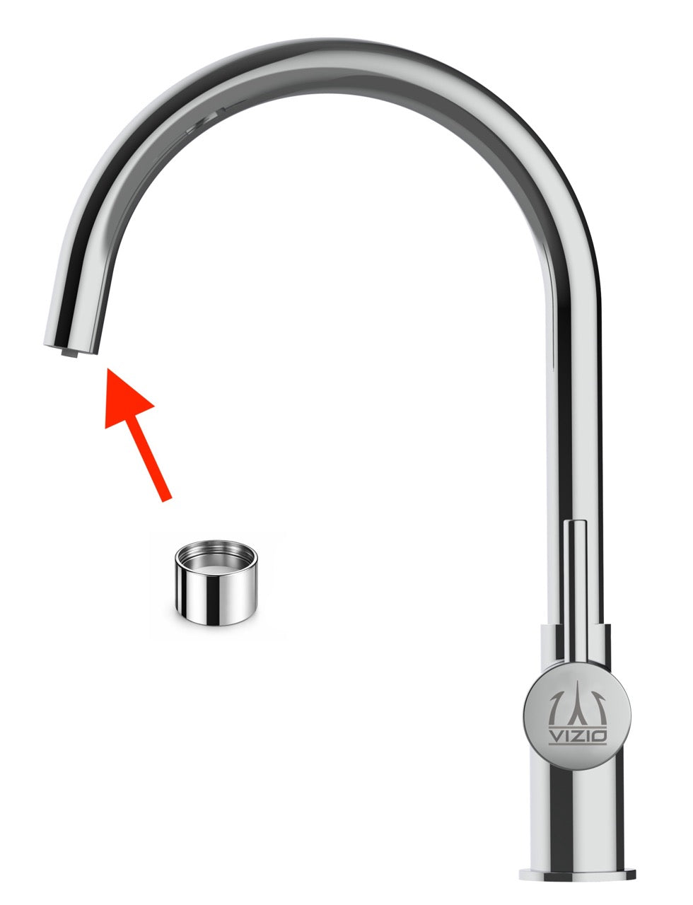 Aerator shell, Polished Stainless Steel, for VIZIO Kitchen Taps art. VZFX011300 / VZFX511300 / VZFX011400 / VZFX511400