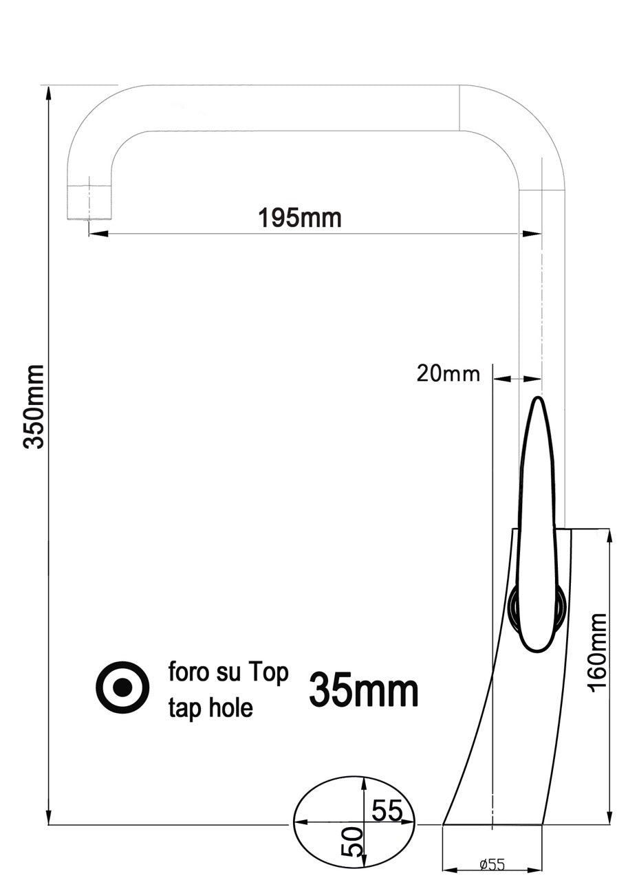Kitchen Tap, Single lever, LEAF, with 360° swivel N-Spout, Chrome