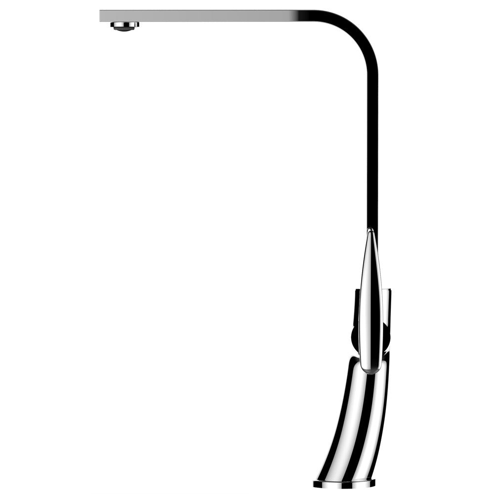 Kitchen Tap, Single lever, LEAF, with 360° swivel flat L-Spout, Chrome