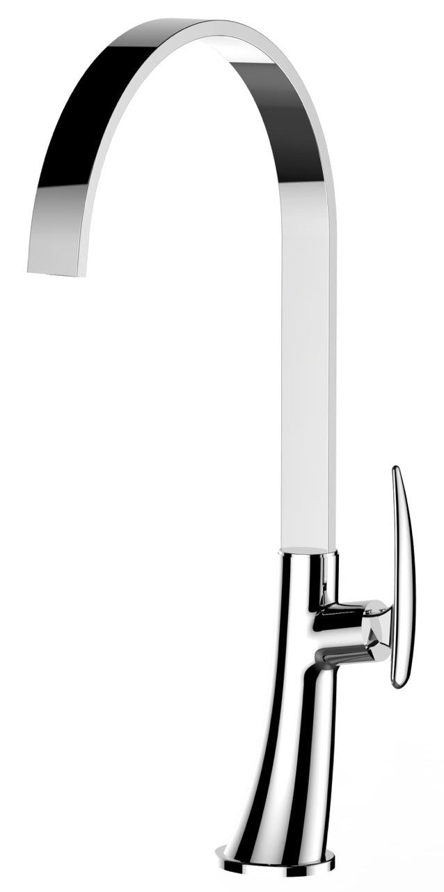 Kitchen Tap, Single lever, LEAF, with 360° swivel flat U-Spout, Chrome
