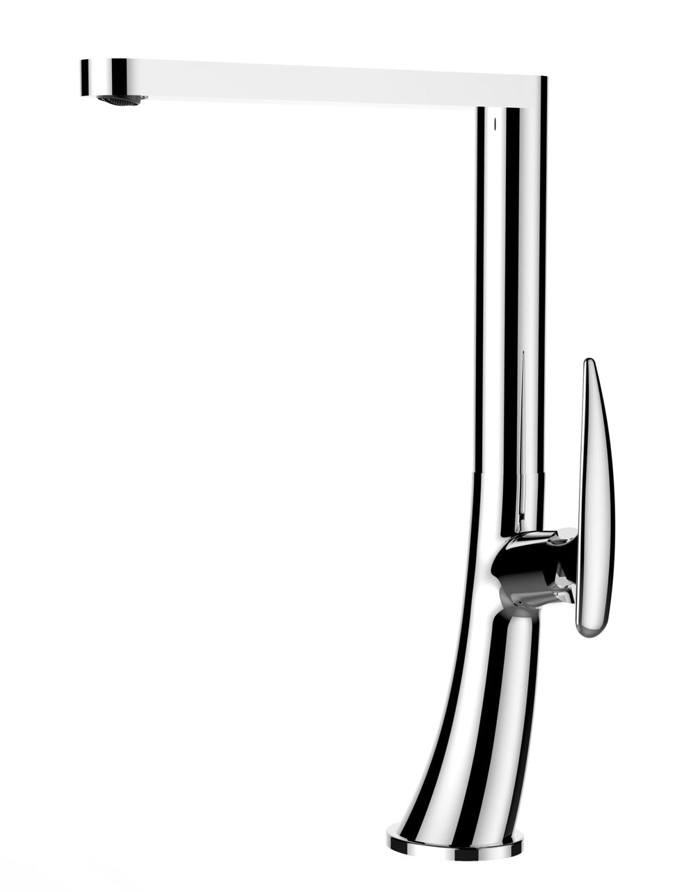 Kitchen Tap, Single lever, LEAF, with 360° swivel flat Spout, Chrome