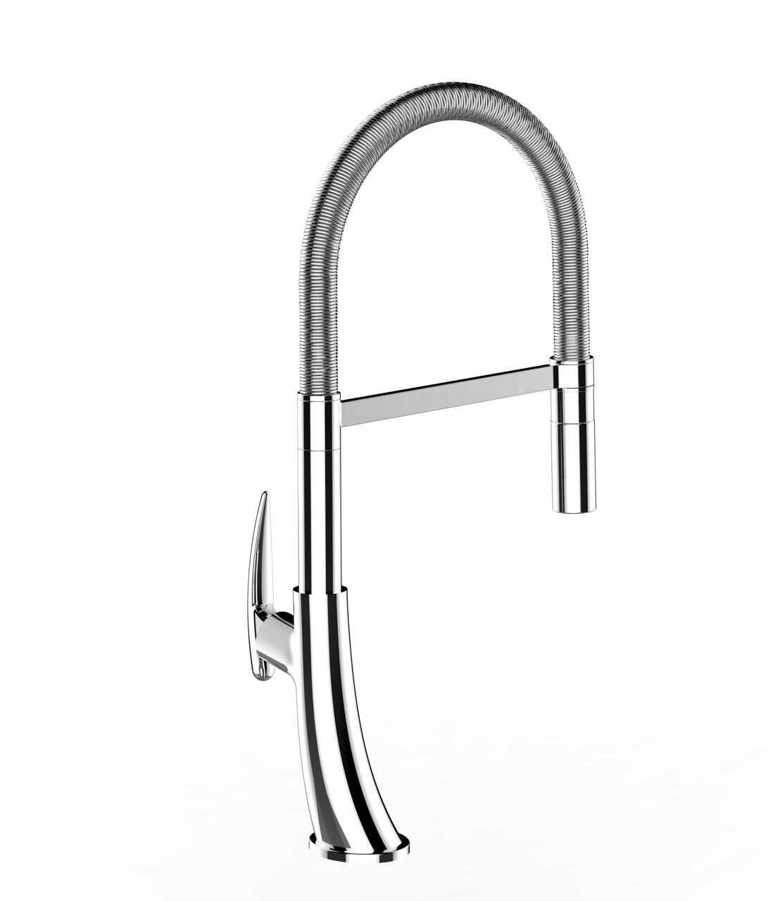 Kitchen Tap, Single lever, LEAF, with 360° swivel spout and 2-jets removable Spray, Chrome – Short Version 48CM