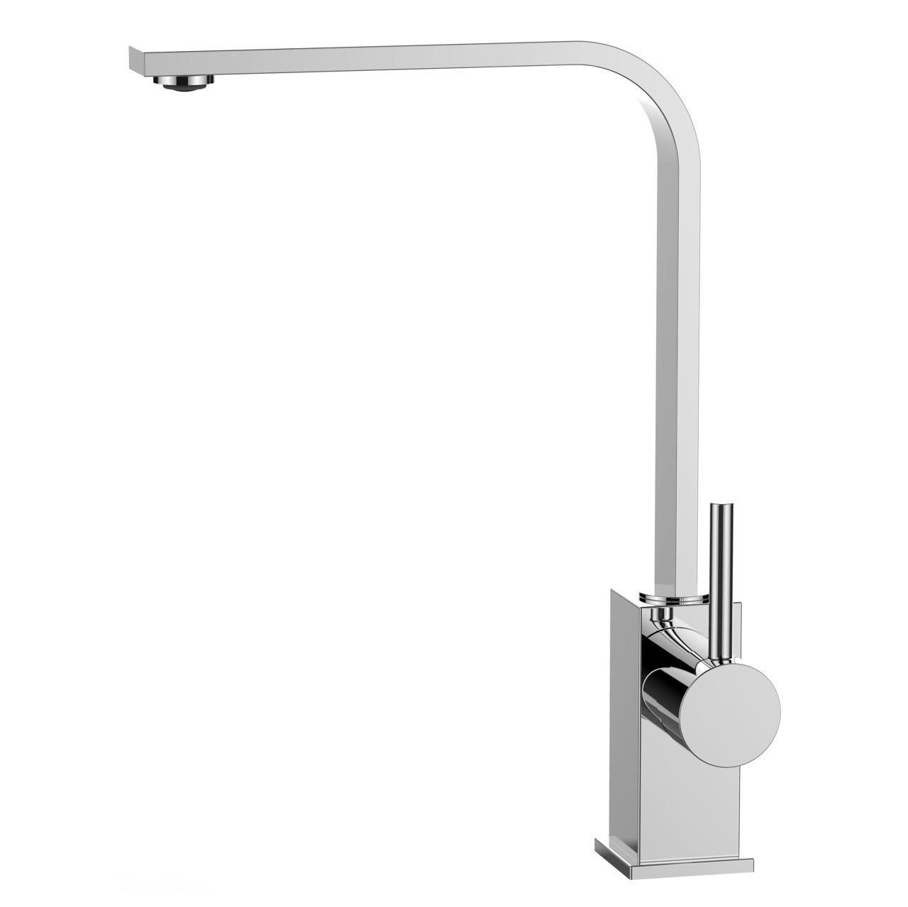 Kitchen Tap, Single lever, QU, with 360° swivel flat L-Spout, Chrome