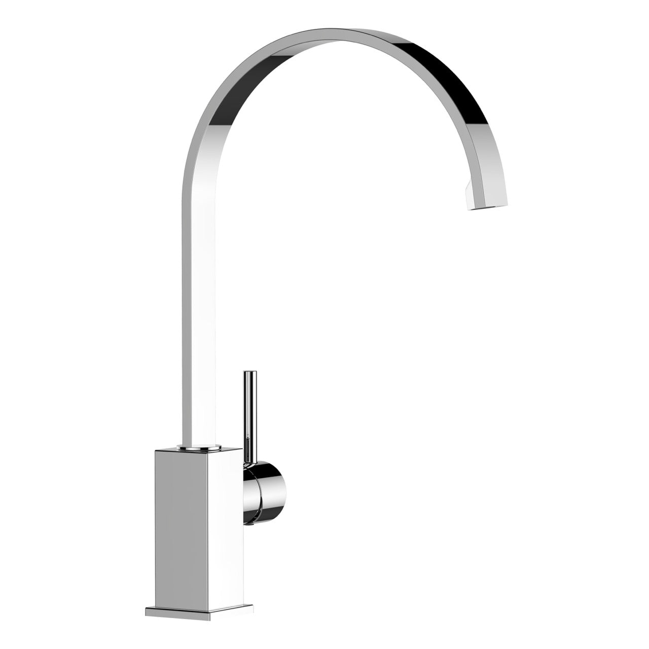 Rubinetto cucina monocomando, QU, canna a U ultra-piatta girevole a 360°, Cromato