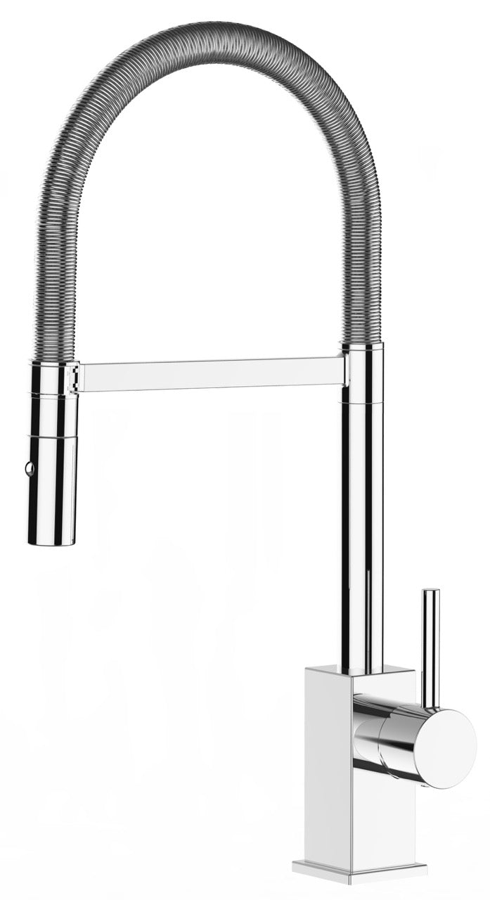Kitchen Tap, Single lever, QU, with 360° swivel spout and 2-jets removable Spray, Chrome