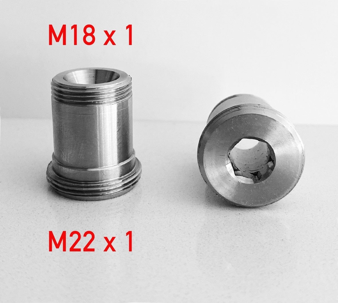 Stainless Steel V4A (AISI 316) Adapter for Water Whirler M18x1 to M22x1 Thread