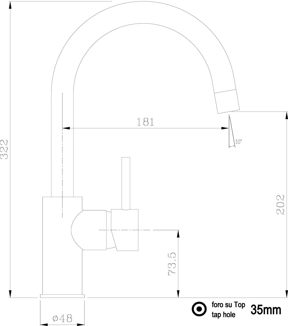 Mitigeur De Cuisine, Monocommande, SAM, avec bec pivotant 360° en U, Chromé
