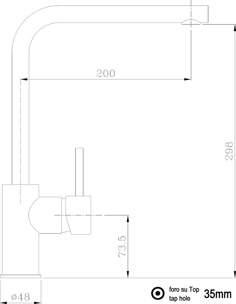 Kitchen Tap, Single lever, SM, with 360° swivel L-Spout, Chrome