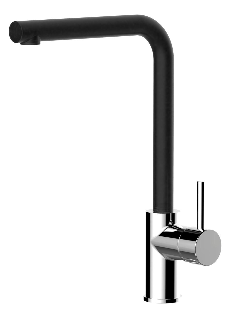 Kitchen Tap, Single lever, SM, with 360° swivel L-Spout, Chrome / Black Quartz