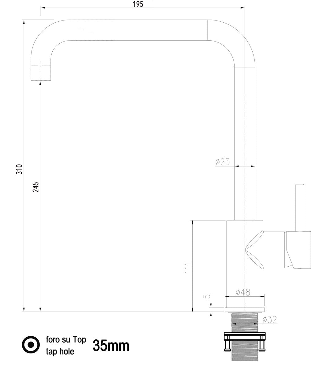 Kitchen Tap, Single lever, SM, with 360° swivel N-Spout, Chrome