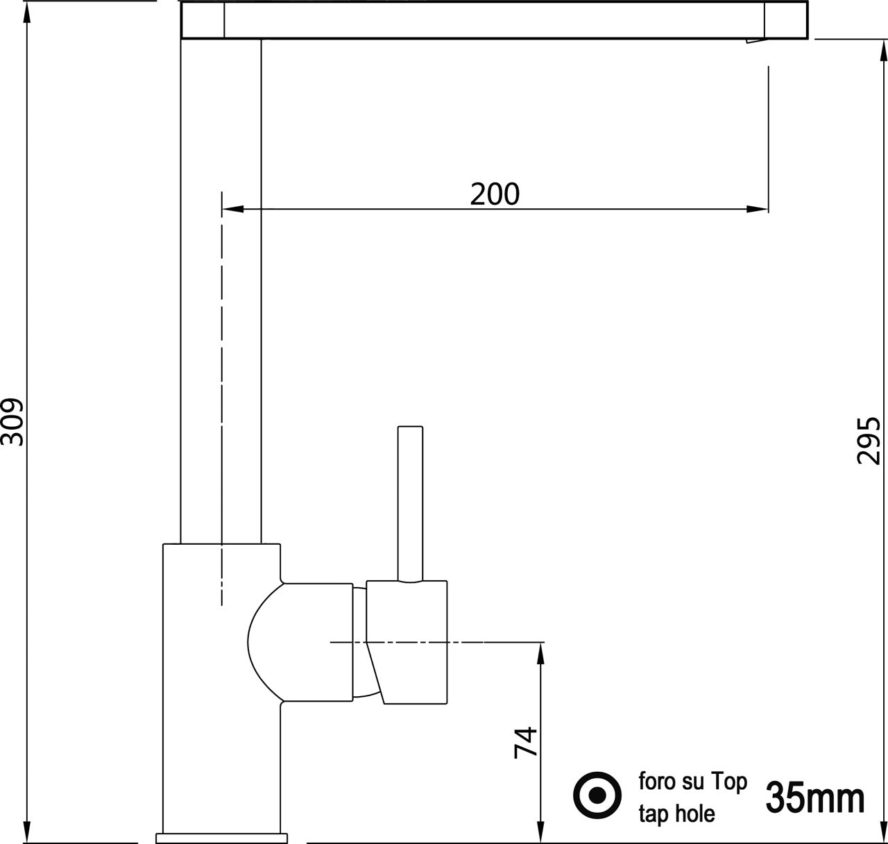 Kitchen Tap, Single lever, SM, with 360° swivel flat Spout, Chrome
