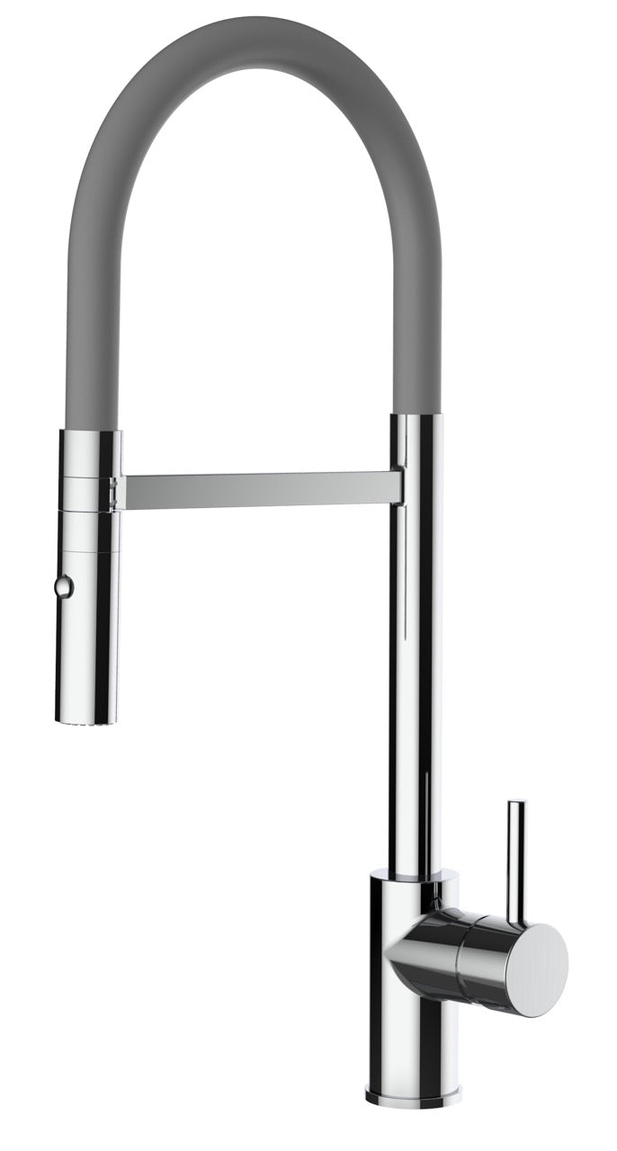 Kitchen Tap, Single lever, SM, with 360° swivel spout and 2-jets removable Spray, Chrome / Gray