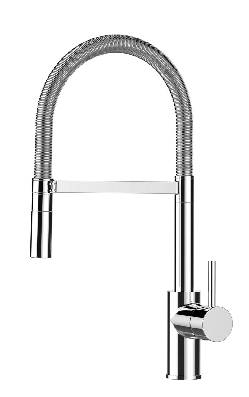 Kitchen Tap, Single lever, SM, with 360° swivel spout and 2-jets removable Spray, Chrome - Short Version 43CM
