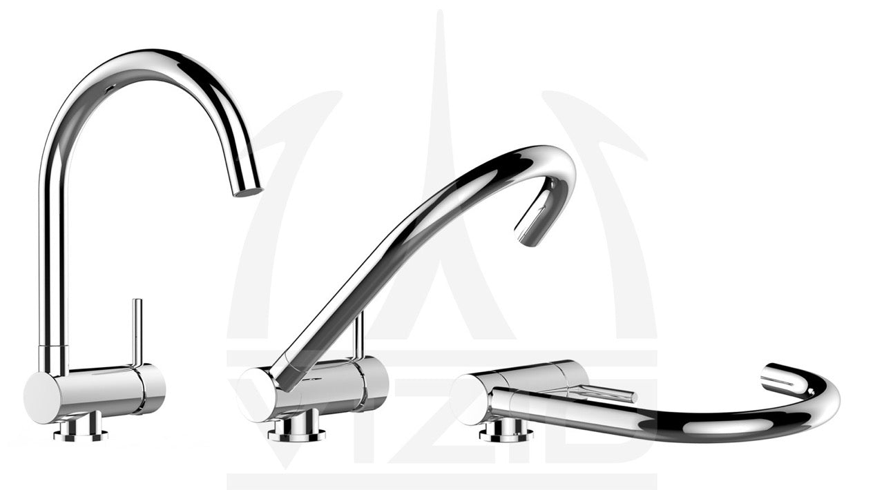 Wasserhahn Vorfenster Küchenarmatur, Umklappbar 4,5 CM, mit 360° schwenkbarem U-Auslauf, Verchromt