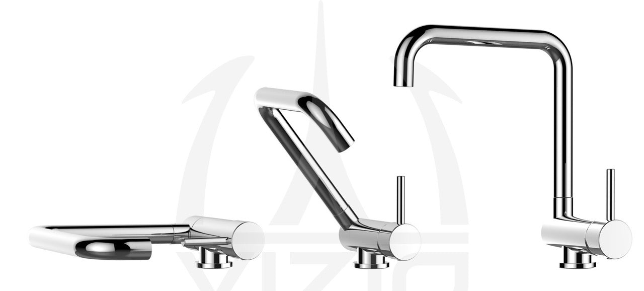 Under Window Kitchen Tap, folding spout to reach 4,5 cm, with 360° swivel N-Spout, Chrome