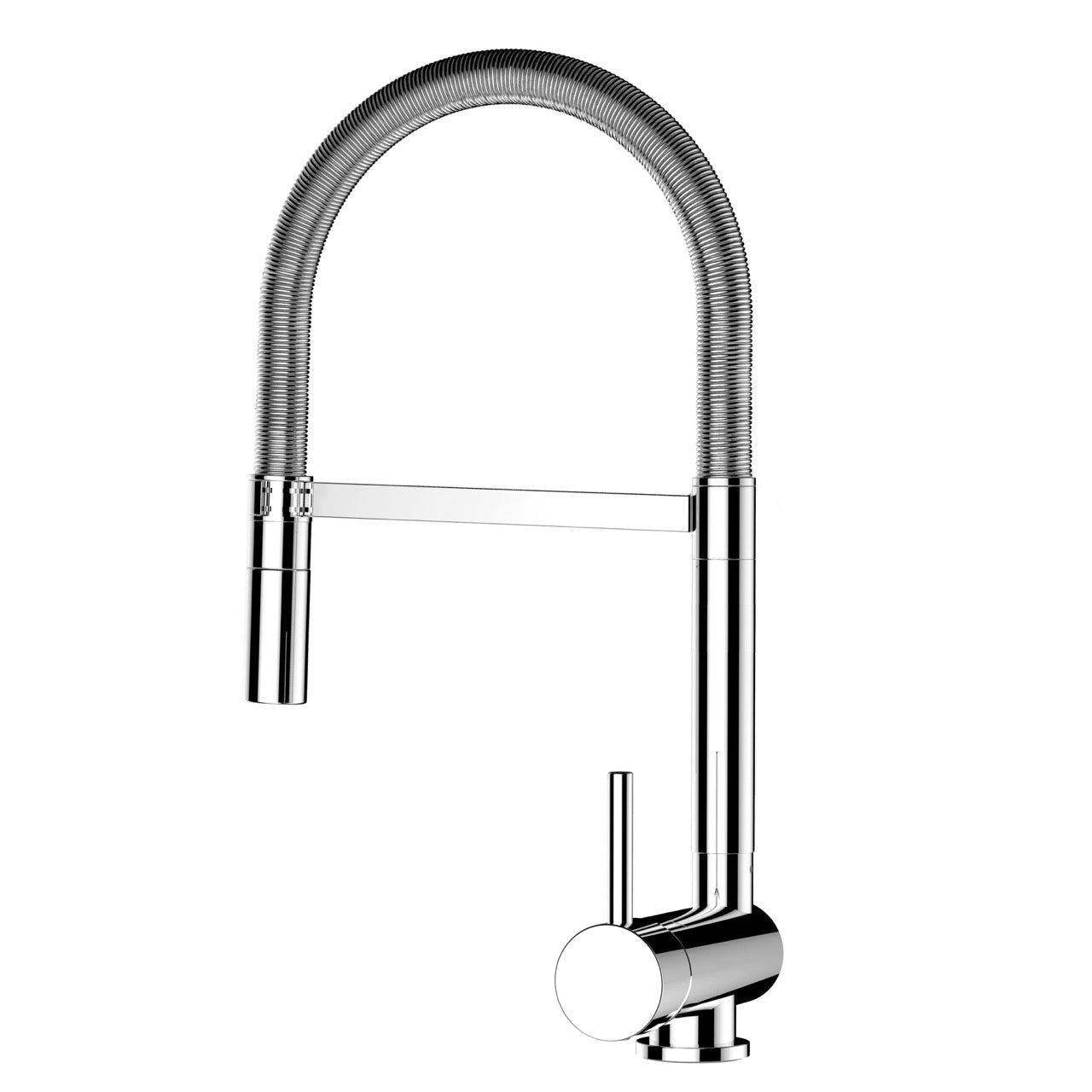 Grifo de Cocina Bajo Ventana, abatible a 6CM, con caño giratorio 360° y ducha 2 chorros amovible, Cromado