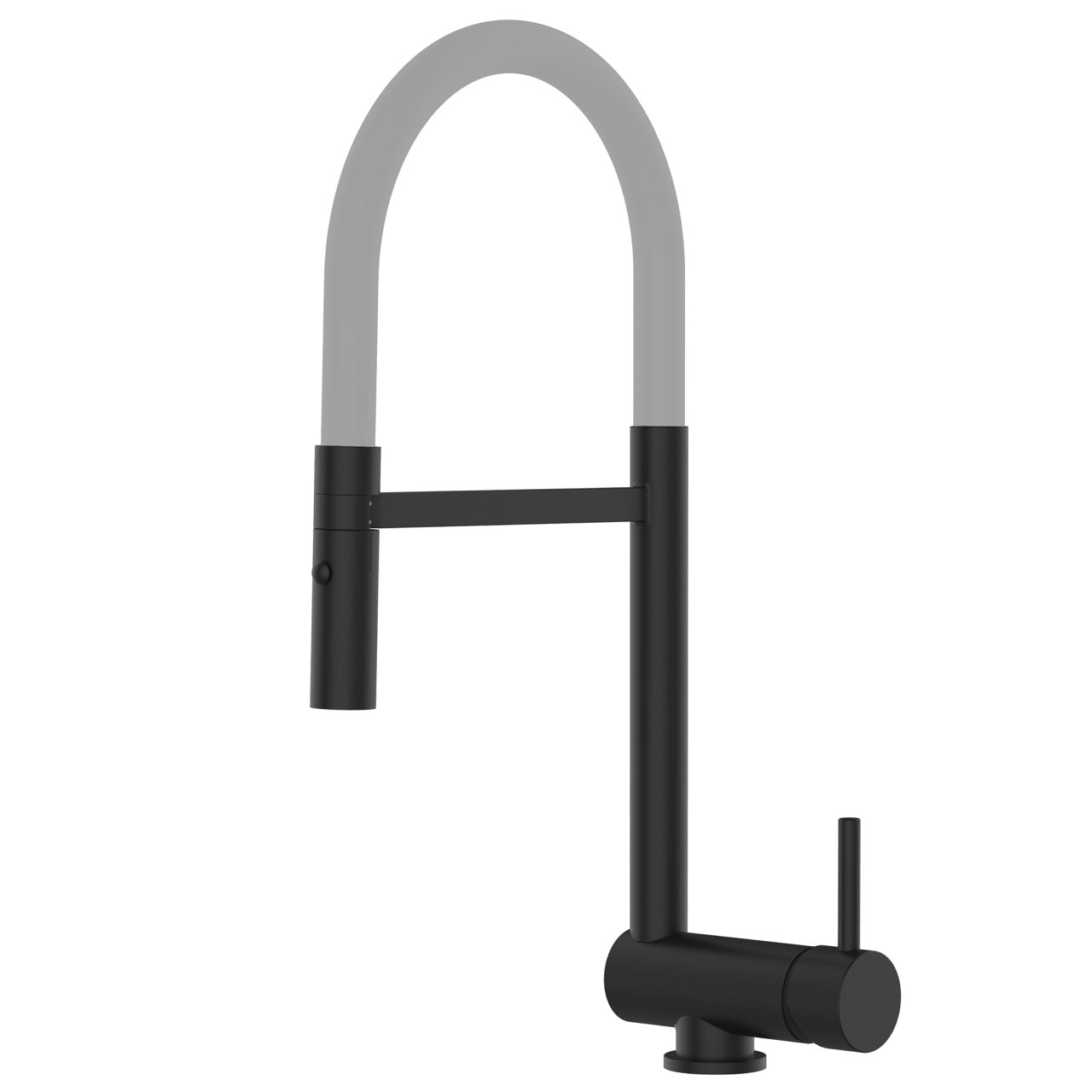 Under Window Kitchen Tap, folding spout to reach 6 cm, with 360° swivel spout and 2-jets removable Spray, Matte Black / Gray