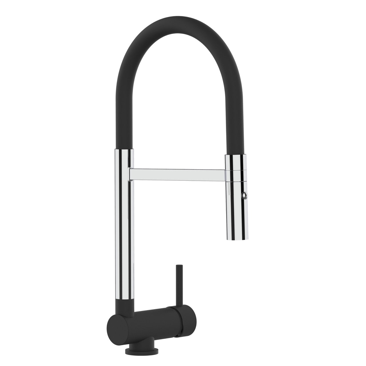 Under Window Kitchen Tap, folding spout to reach 6 cm, with 360° swivel spout and 2-jets removable Spray, Chrome / Matte Black