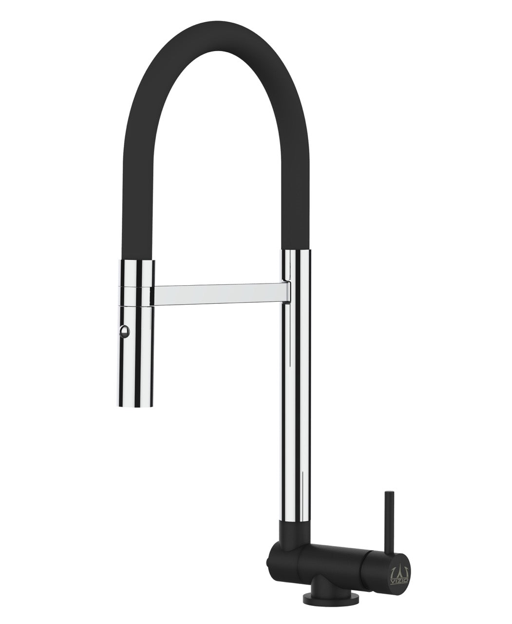 Under Window Kitchen Tap, folding spout to reach 4,5 cm, with 360° swivel spout and 2-jets removable Spray, Chrome / Matte Black