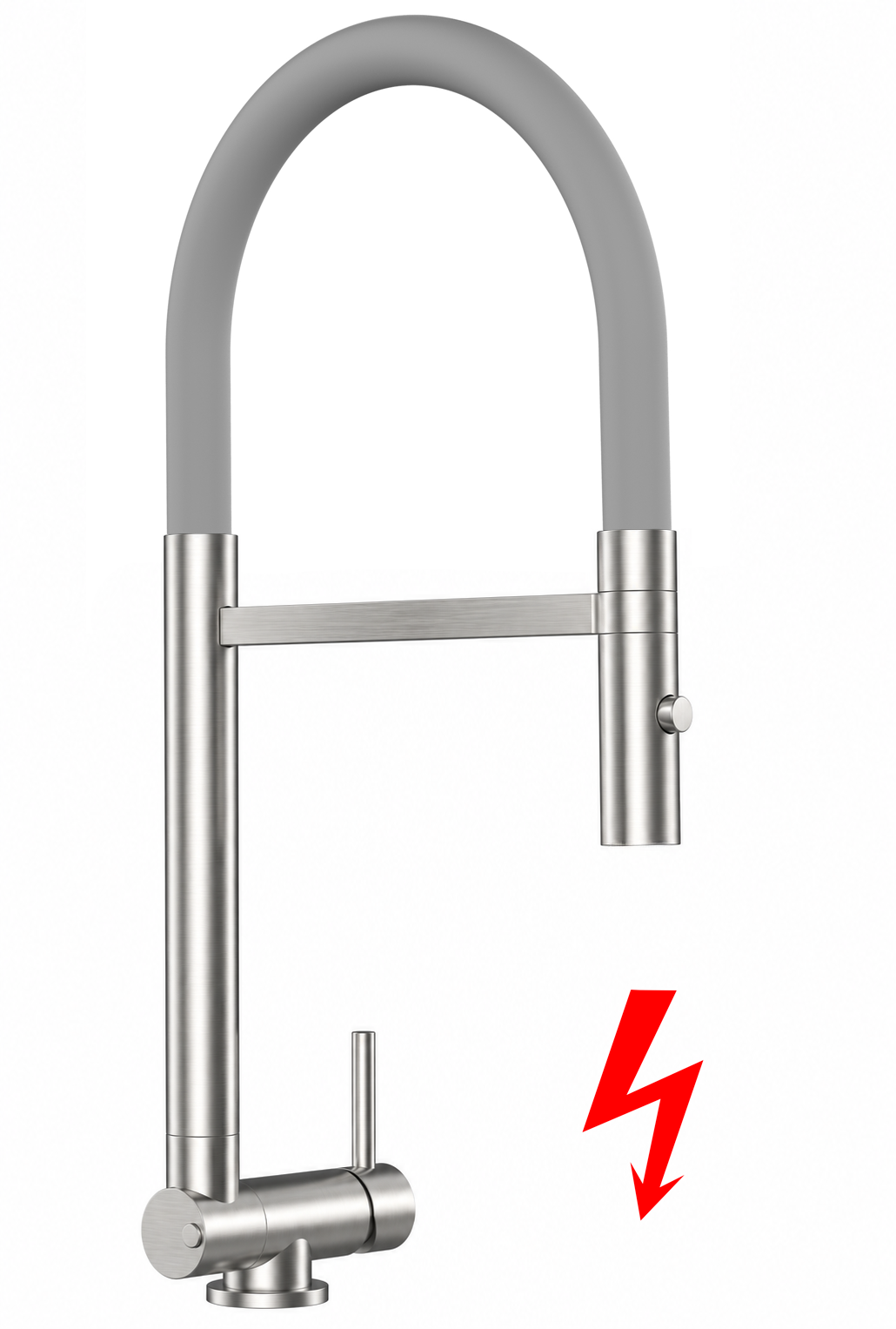 NIEDERDRUCK Wasserhahn Vorfenster Küchenarmatur, Umklappbar 4,5 CM, mit 360° schwenkbarem Auslauf, abnehmbare 2 strahl Handbrause, Gebürstet / Grau