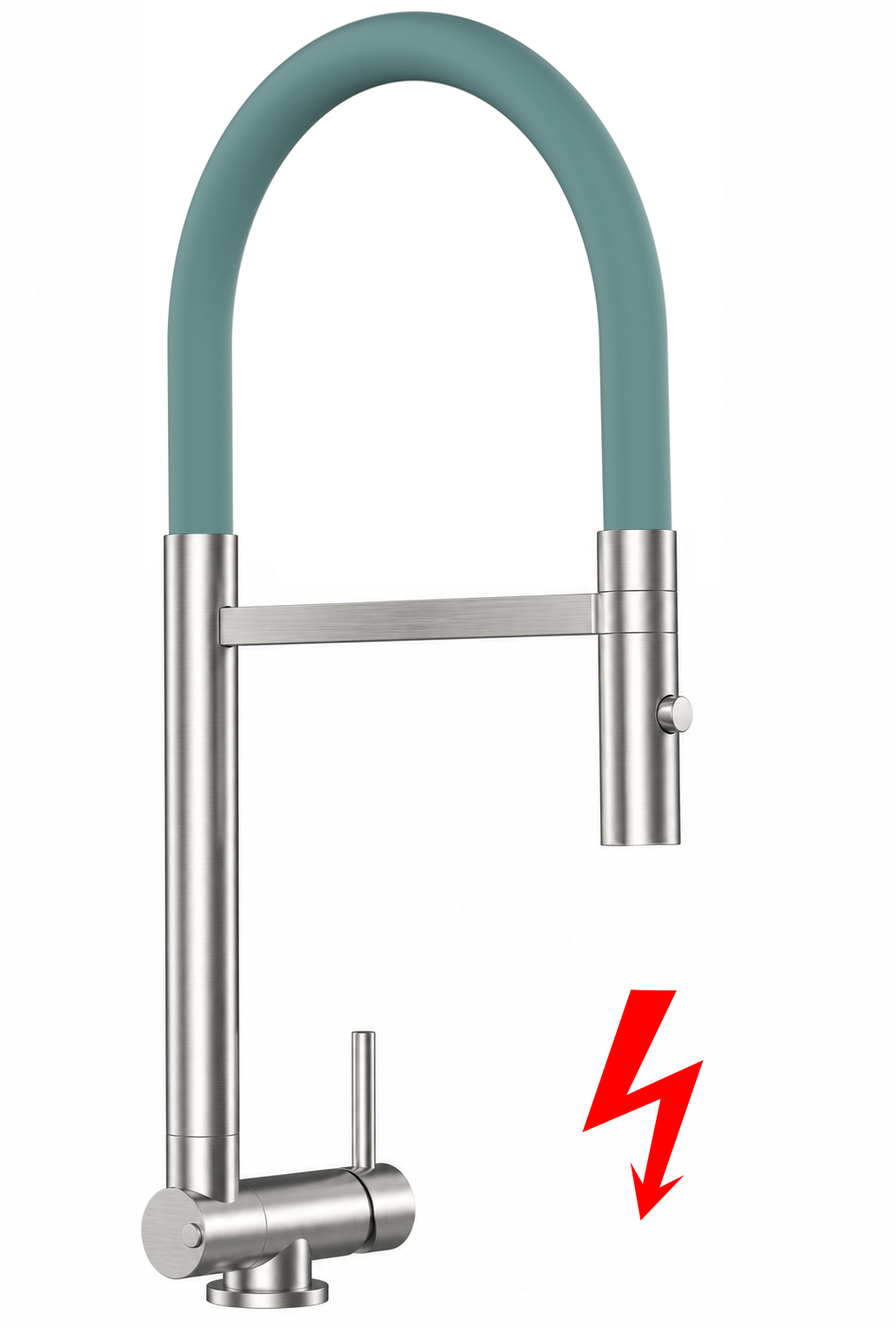 NIEDERDRUCK Wasserhahn Vorfenster Küchenarmatur, Umklappbar 4,5 CM, mit 360° schwenkbarem Auslauf, abnehmbare 2 strahl Handbrause, Gebürstet / Türkis